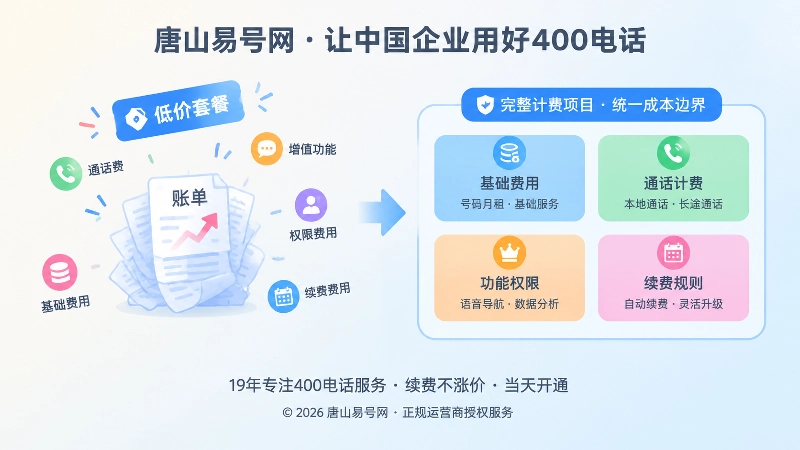 低价套餐与完整计费项目对比示意图