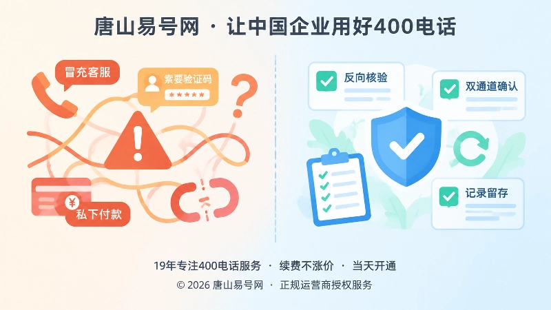 左半部分橙红色杂乱线条与警示三角，右半部分蓝绿色勾选方块与盾牌，对比骗局套路与正规核验流程